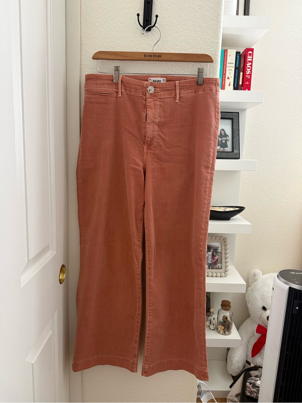 Paige High-Rise Wide-Leg Corduroy Pants in Rust